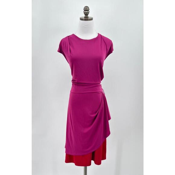 Narciso Rodriguez Design Nation Pink Jersey Ruched Draped Dress Sz L - Picture 1 of 6